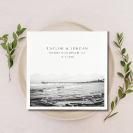 Manhattan Beach Wedding Custom Cocktail Napkin Servet