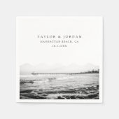 Manhattan Beach Wedding Custom Cocktail Napkin Servet (Voorkant)