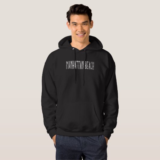 Manhattan Beach Wit Script Kleding Hoodie (Voorkant volledig)