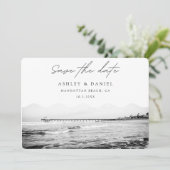 Manhattan Beach zwart-wit foto save the date Kaart (Staand voorkant)