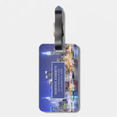 Manhattan bij nacht bagagelabel (Achterkant verticaal)