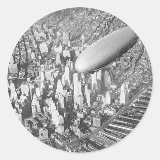 Manhattan Blimp Ronde Sticker (Voorkant)