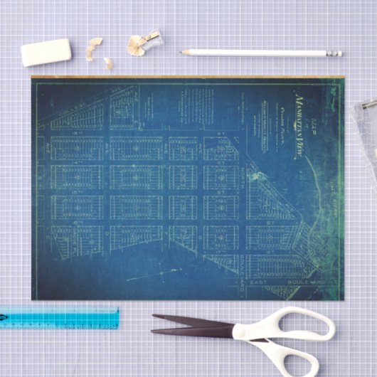 Manhattan Blueprint 18lb - losblad Tissuepapier (Craft)