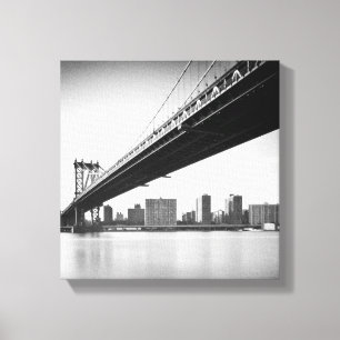 Manhattan Bridge and skyline, New York, VS. Canvas Afdruk