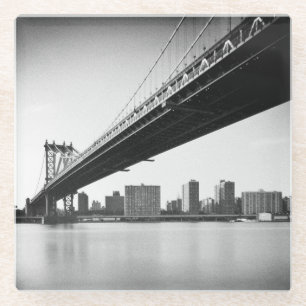Manhattan Bridge and skyline, New York, VS. Glazen Onderzetter