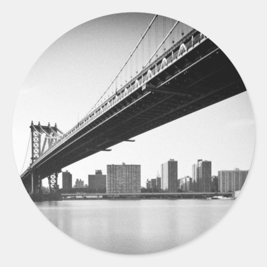 Manhattan Bridge and skyline, New York, VS. Ronde Sticker (Voorkant)