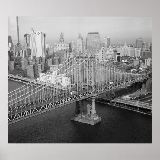Manhattan Bridge Black en White Photography Poster (Voorkant)