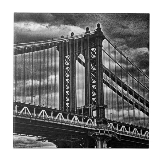 Manhattan Bridge BW A1 van NYC Tegeltje (Voorkant)