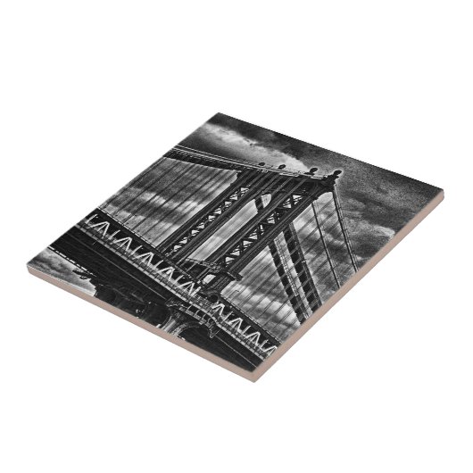 Manhattan Bridge BW A1 van NYC Tegeltje (Zijkant)
