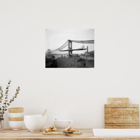 Manhattan Bridge Construction, 1909.  foto Poster (Keuken)