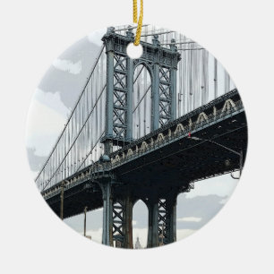 Manhattan Bridge Empire State Building New York NY Keramisch Ornament