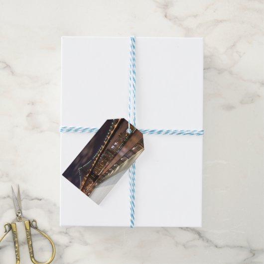 Manhattan Bridge en NYC Skyline Cadeaulabel (Met Touw)