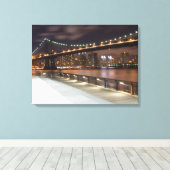Manhattan Bridge en NYC Skyline Canvas Afdruk (Insitu (Houten vloer))