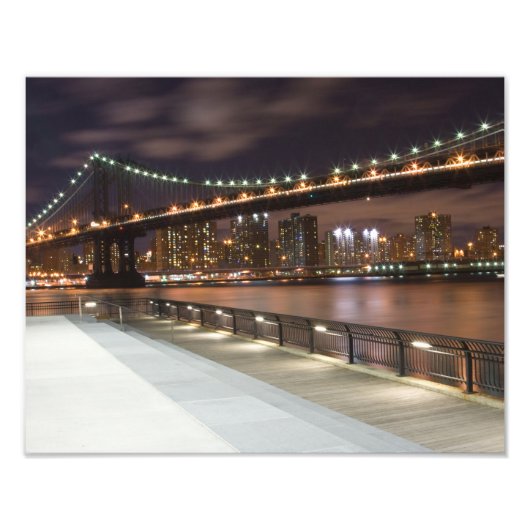 Manhattan Bridge en NYC Skyline Foto Afdruk (Voorkant)