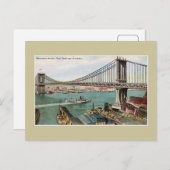  Manhattan Bridge, Hudson, Brooklyn NYC Briefkaart (Voorkant / Achterkant)