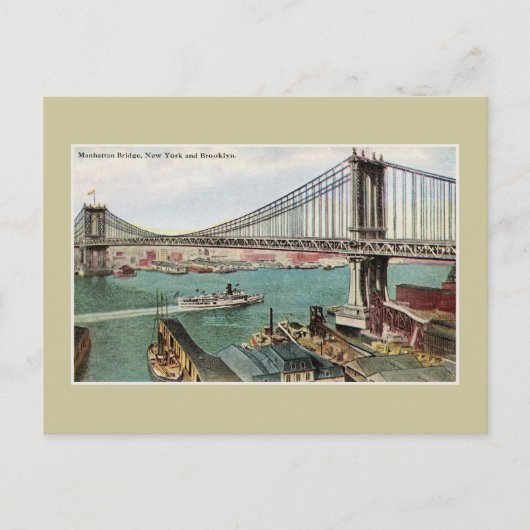 Manhattan Bridge, Hudson, Brooklyn NYC Briefkaart (Voorkant)