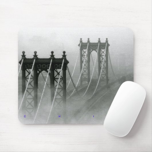 Manhattan Bridge Morning Fog Muismat (Met muis)