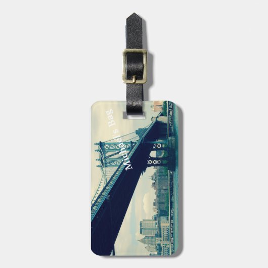 Manhattan Bridge, New York City Custom Bagagelabel (Voorkant verticaal)
