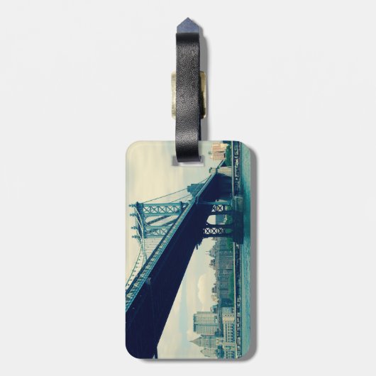 Manhattan Bridge, New York City Custom Bagagelabel (Achterkant verticaal)