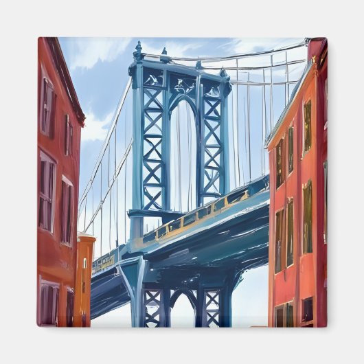 Manhattan Bridge New York City Painting Magneet (Voorkant)