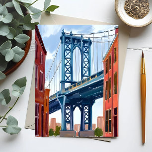 Manhattan Bridge New York City Schilderij Briefkaart