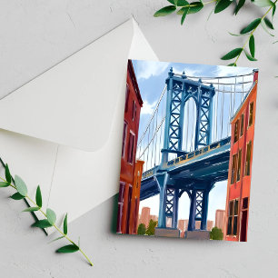 Manhattan Bridge New York City Schilderij Kaart