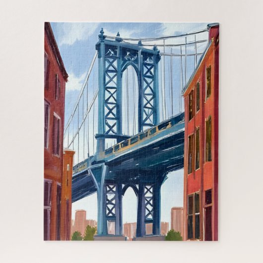 Manhattan Bridge New York City Schilderij Legpuzzel (Verticaal)