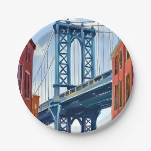 Manhattan Bridge New York City Schilderij Papieren Bordje