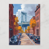 Manhattan Bridge NYC Aquarel Schilderij Briefkaart (Voorkant)