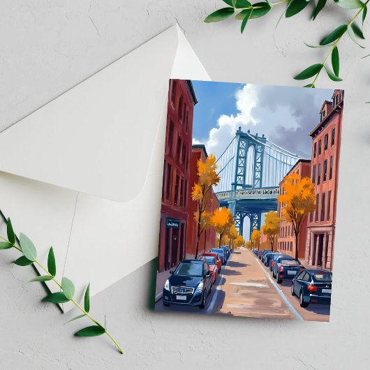 Manhattan Bridge NYC Aquarel Schilderij Kaart