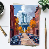 Manhattan Bridge NYC Aquarel Schilderij Kaart