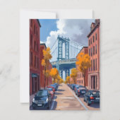Manhattan Bridge NYC Aquarel Schilderij Kaart (Voorkant)