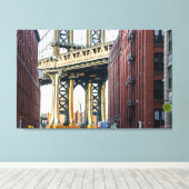 Manhattan Bridge op Sunset Canvas Afdruk (Insitu (Houten vloer))