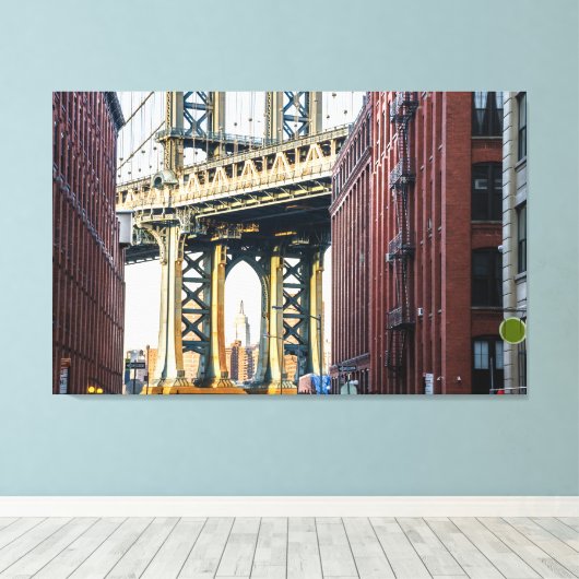 Manhattan Bridge op Sunset Canvas Afdruk (Insitu (Houten vloer))