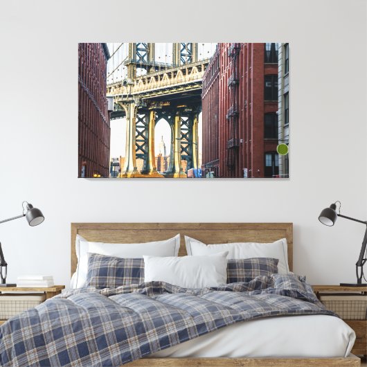 Manhattan Bridge op Sunset Canvas Afdruk (Insitu (Slaapkamer))