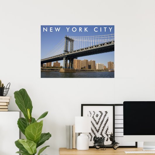 Manhattan Bridge over de East River | New York Cit Poster (Thuiskantoor)