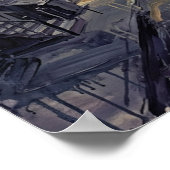 Manhattan Bridge 's Nachts Met Natte Straat Poster (Hoek)