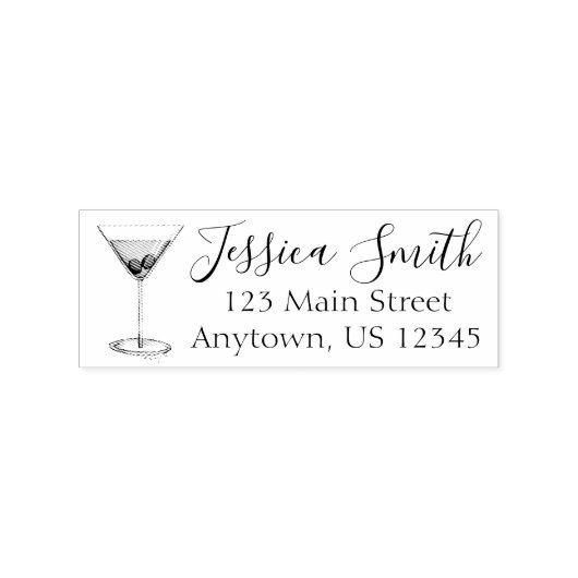Manhattan Cocktail Glass Mixed Drink Address Rubberstempel (Afrduk)