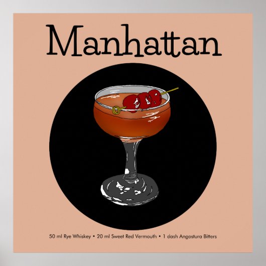 Manhattan Cocktail Illustratie Poster (Voorkant)