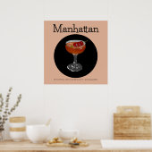 Manhattan Cocktail Illustratie Poster (Keuken)