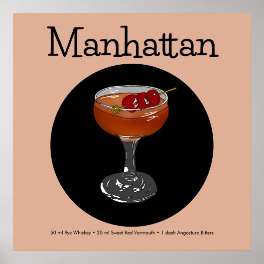 Manhattan Cocktail Illustratie Poster (Voorkant)