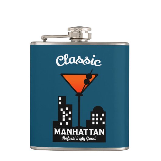 Manhattan Cocktail Muurkunst Heupfles (Voorkant)