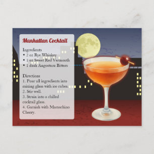 Manhattan Cocktail Recept Briefkaart