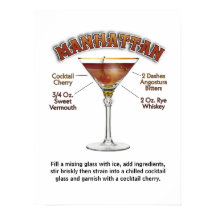 Manhattan Cocktail Recept Kunst 18"x24" Print Post