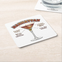 Manhattan Cocktail Recept Kunst Kartonnen Onderzetters