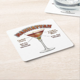 Manhattan Cocktail Recept Kunst Kartonnen Onderzetters