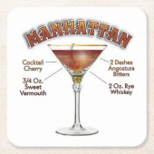 Manhattan Cocktail Recept Kunst Kartonnen Onderzetters (Voorkant)