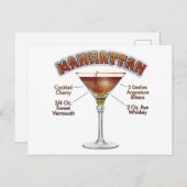 Manhattan Cocktail Recipe Art Briefkaart (Voorkant / Achterkant)