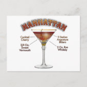 Manhattan Cocktail Recipe Art Briefkaart (Voorkant)