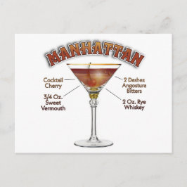 Manhattan Cocktail Recipe Art Briefkaart